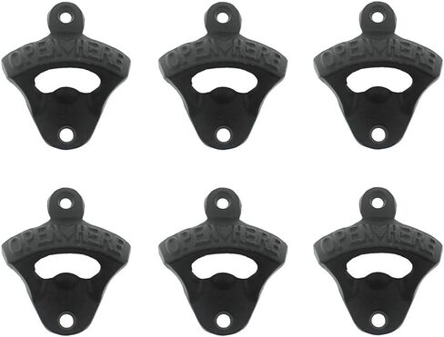 6 PCS Black Cast Iron Bottle Opener Wall Mounted Beer Cap Opener Open Here for Wood Post in Kuwait