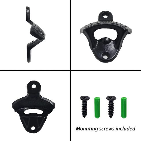 6 PCS Black Cast Iron Bottle Opener Wall Mounted Beer Cap Opener Open Here for Wood Post in Kuwait