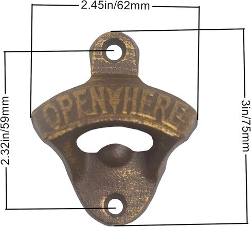 6 PCS Black Cast Iron Bottle Opener Wall Mounted Beer Cap Opener Open Here for Wood Post in Kuwait