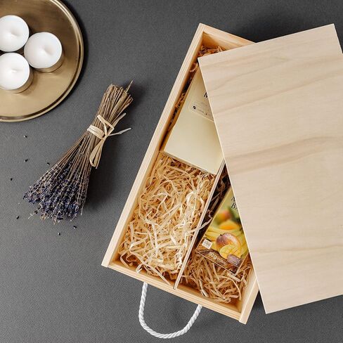Unpainted Wooden Wine Box with Rope | 2 Bottles | 35x20x10cm | Natural Wood Wine Holder Wine Bottle Gift Box Gift Storage Chest | Christmas Xmas Presentation Box in Saudi Arabia