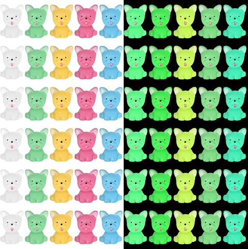 Suzile 60 Pcs Luminous Mini Puppy Statue Micro Cute Animal Landscape Decoration Glow in The Dark Mini Resin Animal for Home Garden Micro Landscape Desktop Cake Decoration(Lovely Style) in Saudi Arabia
