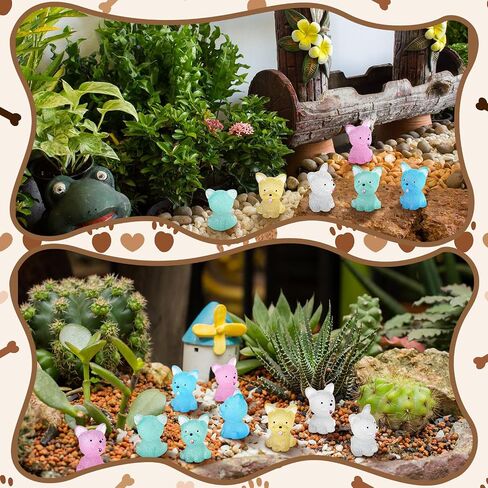 Suzile 60 Pcs Luminous Mini Puppy Statue Micro Cute Animal Landscape Decoration Glow in The Dark Mini Resin Animal for Home Garden Micro Landscape Desktop Cake Decoration(Lovely Style) in Saudi Arabia