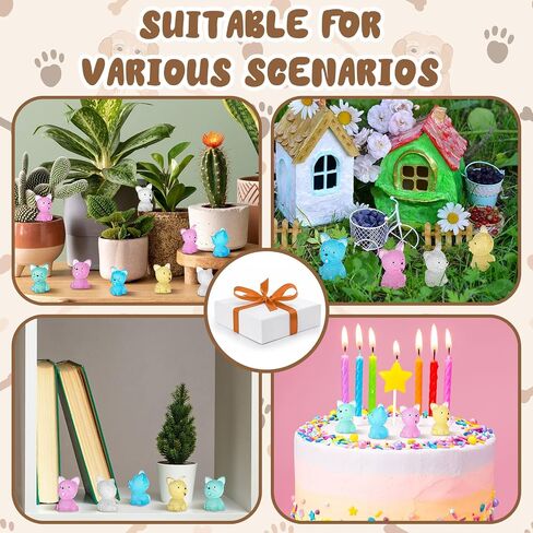Suzile 60 Pcs Luminous Mini Puppy Statue Micro Cute Animal Landscape Decoration Glow in The Dark Mini Resin Animal for Home Garden Micro Landscape Desktop Cake Decoration(Lovely Style) in Saudi Arabia