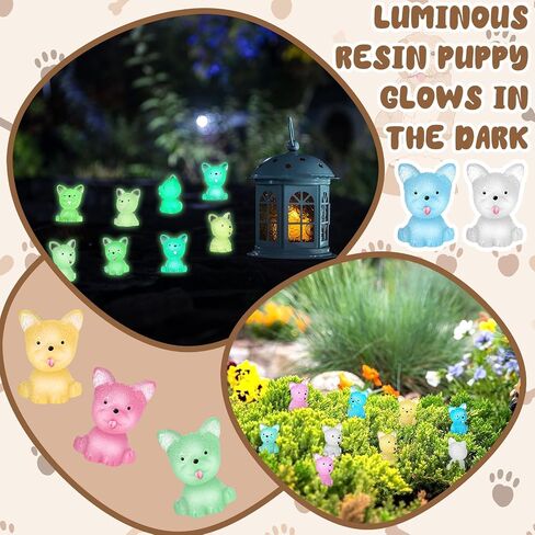 Suzile 60 Pcs Luminous Mini Puppy Statue Micro Cute Animal Landscape Decoration Glow in The Dark Mini Resin Animal for Home Garden Micro Landscape Desktop Cake Decoration(Lovely Style) in Saudi Arabia