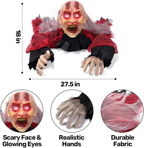 Halloween Decorations Sound Activated Zombie Groundbreaker with Sound and Light, Decor Props for Outdoor, Yard, Patio and Haunted House in Kuwait