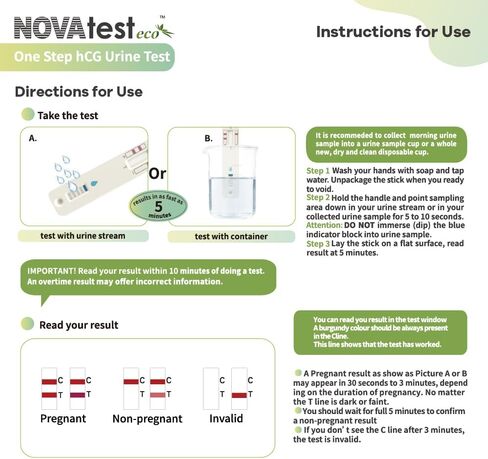 مجموعة اختبار حمل البول من NOVAtest eco بخطوة واحدة hCG - اختبار منزلي سريع وسهل وموثوق in Saudi Arabia