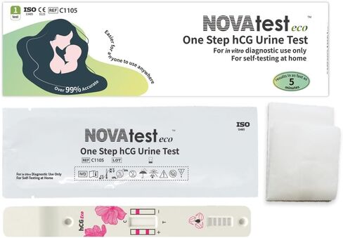مجموعة اختبار حمل البول من NOVAtest eco بخطوة واحدة hCG - اختبار منزلي سريع وسهل وموثوق in Saudi Arabia