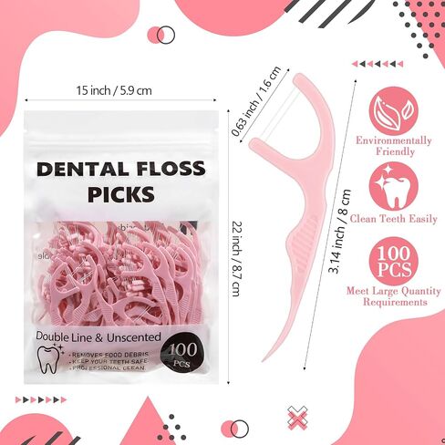 Baderke 100 Count Dual Line Floss Picks Dental Floss Picks Bulk Non Breakable Toothpicks Floss Picks Double String Tooth Picks Flossers for Adults Teeth Cleaning Family Travel (Black) in Saudi Arabia