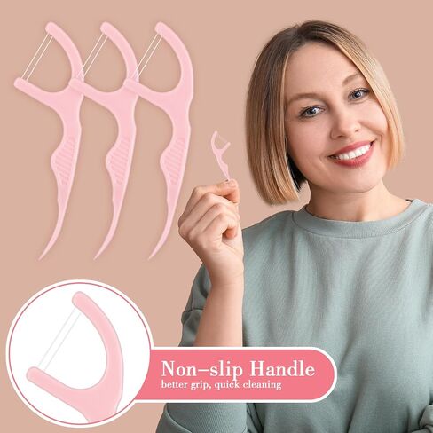Baderke 100 Count Dual Line Floss Picks Dental Floss Picks Bulk Non Breakable Toothpicks Floss Picks Double String Tooth Picks Flossers for Adults Teeth Cleaning Family Travel (Black) in Saudi Arabia