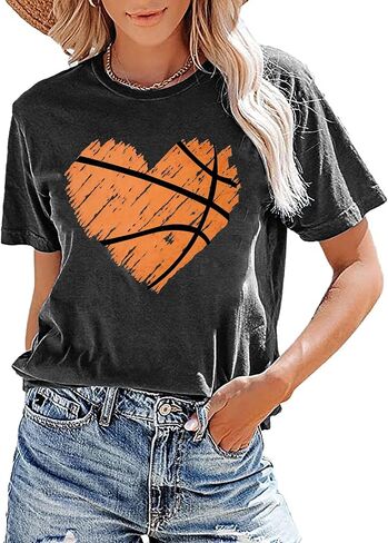 Baseball T Shirts for Women Baseball Mom Shirt Tee Funny Baseball Heart Graphic Casual Baseball Lover Gifts in Saudi Arabia