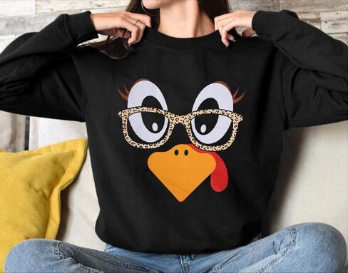 ASTANFY Thanksgiving Sweatshirt Women Cute Turkey Sweatshirts Funny Fall Turkey Face Pullover Thanksgiving Long Sleeve Shirt in Saudi Arabia