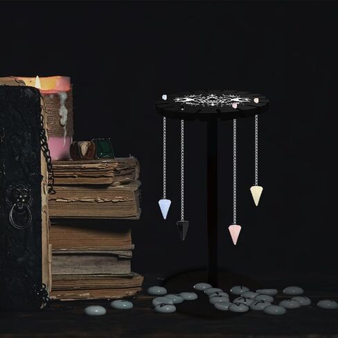 CHGCRAFT Moon Phase Pendulum Display Stand Star Crystal Display Shelf Up 18 Divination Wooden Crystal Holder Black Pendulum Wheel Display Stand Witch Stuff for Hanging Crystal Stone Essential Necklace in Saudi Arabia