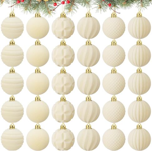 30 Pcs Christmas Velvet Balls 1.97 Inch Flocked Christmas Ornaments for Tree Plastic Balls Xmas Decorative Hanging Ornaments Handmade Flocked Velvet Christmas Tree Home Decor(Green) in Kuwait