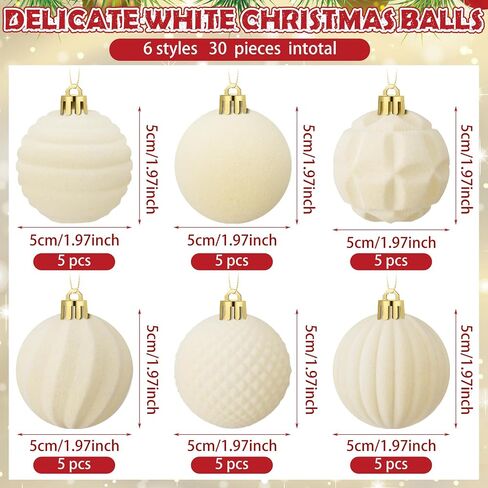 30 Pcs Christmas Velvet Balls 1.97 Inch Flocked Christmas Ornaments for Tree Plastic Balls Xmas Decorative Hanging Ornaments Handmade Flocked Velvet Christmas Tree Home Decor(Green) in Kuwait