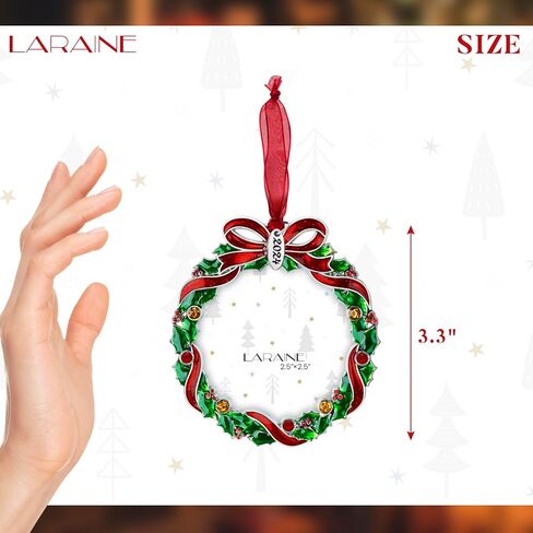 Laraine Christmas Tree Ornaments – Decorative Hanging 2024 Holiday Keepsake Gift Pendant with 2.5" Photo Frame Insert for Picture of Pet (Wreath) in Saudi Arabia