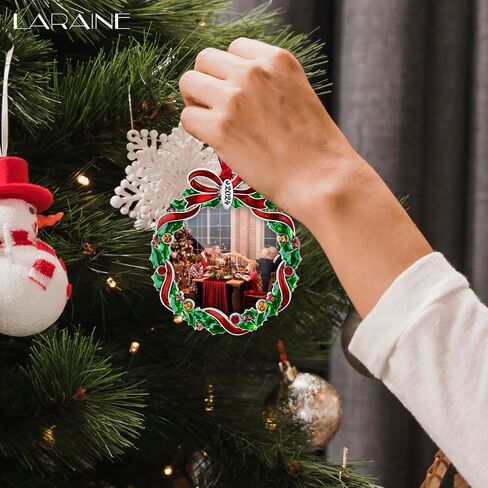 Laraine Christmas Tree Ornaments – Decorative Hanging 2024 Holiday Keepsake Gift Pendant with 2.5" Photo Frame Insert for Picture of Pet (Wreath) in Saudi Arabia