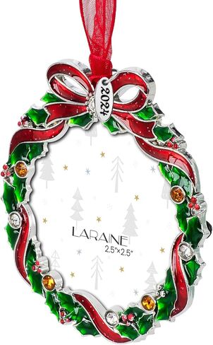 Laraine Christmas Tree Ornaments – Decorative Hanging 2024 Holiday Keepsake Gift Pendant with 2.5" Photo Frame Insert for Picture of Pet (Wreath) in Saudi Arabia