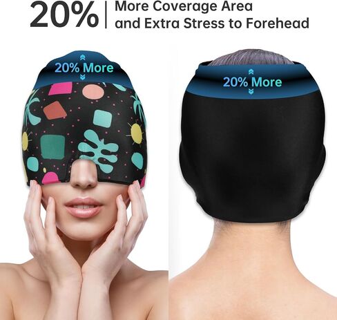 ZNÖCUETÖD Migraine Relief Cap(Size,S), Headache Relief Cap Ice Hat Cold Cap for Migraines Headache Sinus Stress, Tension, Head ice Pack Wrap Migraine Mask Ice Beanie, Hot/Cold Compression Hangover Cap in Saudi Arabia