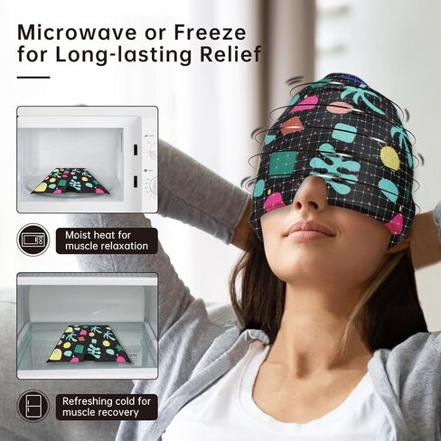 ZNÖCUETÖD Migraine Relief Cap(Size,S), Headache Relief Cap Ice Hat Cold Cap for Migraines Headache Sinus Stress, Tension, Head ice Pack Wrap Migraine Mask Ice Beanie, Hot/Cold Compression Hangover Cap in Saudi Arabia