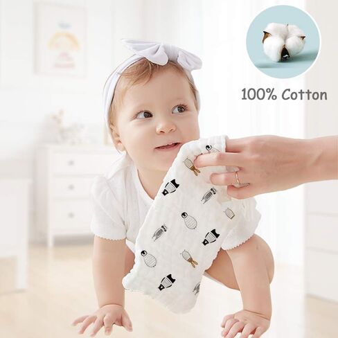 8pcs Baby Washcloths Soft Set | Baby Muslin Washcloth | Face Towels for Newborn with Sensitive Skin | Shower Gift for Baby Registry in Saudi Arabia