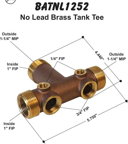 No Lead Brass Tank Tee (2-1/2 in. X 1 in.) in Saudi Arabia