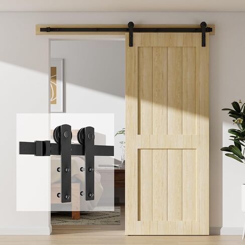 6FT Sliding Barn Door Hardware Kit, Fit 35" Width and 1 3/8" - 2" Thickness Door, Barn Door Track Kit for Single Door, Sturdy I Shape Hanger, Matte Black in Saudi Arabia