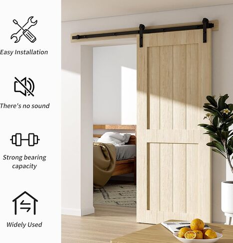6FT Sliding Barn Door Hardware Kit, Fit 35" Width and 1 3/8" - 2" Thickness Door, Barn Door Track Kit for Single Door, Sturdy I Shape Hanger, Matte Black in Saudi Arabia
