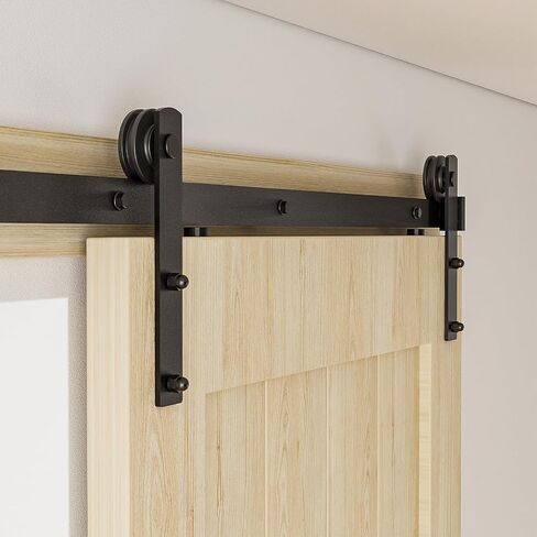 6FT Sliding Barn Door Hardware Kit, Fit 35" Width and 1 3/8" - 2" Thickness Door, Barn Door Track Kit for Single Door, Sturdy I Shape Hanger, Matte Black in Saudi Arabia