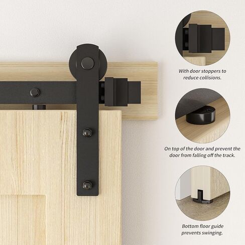 6FT Sliding Barn Door Hardware Kit, Fit 35" Width and 1 3/8" - 2" Thickness Door, Barn Door Track Kit for Single Door, Sturdy I Shape Hanger, Matte Black in Saudi Arabia