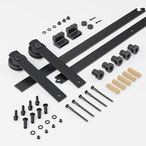 6FT Sliding Barn Door Hardware Kit, Fit 35" Width and 1 3/8" - 2" Thickness Door, Barn Door Track Kit for Single Door, Sturdy I Shape Hanger, Matte Black in Saudi Arabia