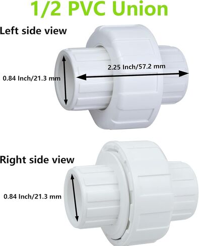 1 1/4"PVC Union Coupling Pipe Fitting (Socket x Socket)，2Pcs， PVC Slip Union Coupling Adapter,Schedule 40, EPDM O-Ring,White in Saudi Arabia