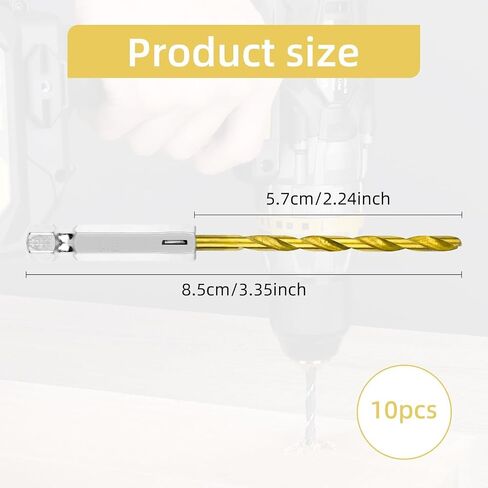 10Pcs 1/8 Inch Drill Bit Set, Craftsman-Drill Bit Set, Metal Drill Bits, Small Drill Bits for Wood, Steel, Metal, Plastic with Quick Change Design in Saudi Arabia