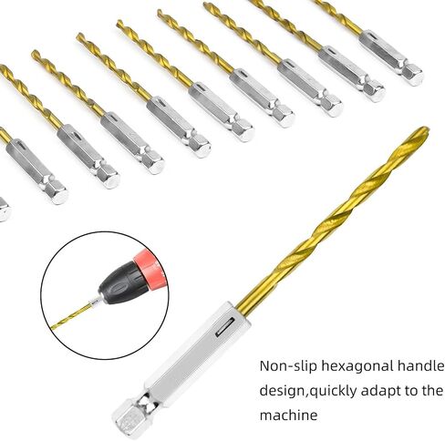 10Pcs 1/8 Inch Drill Bit Set, Craftsman-Drill Bit Set, Metal Drill Bits, Small Drill Bits for Wood, Steel, Metal, Plastic with Quick Change Design in Saudi Arabia