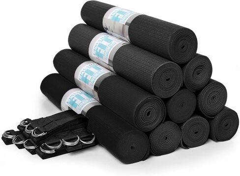 20-Pack Classic Yoga Set, 10 Non Slip Yoga Mats (68" x 24" x 4mm) and 10 6ft D-Ring Yoga Straps, Yoga Accessories for Schools and Studios, Assorted in Saudi Arabia