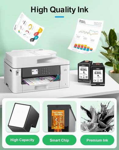 62XL Ink Cartridges Compatible for HP Ink 62 62XL Black and Color Combo Pack High Yield Printer Ink 62XL for Envy 7640 5660 5540 7645 for OfficeJet 250 200 for OfficeJet 5740 8040 Printer in Saudi Arabia