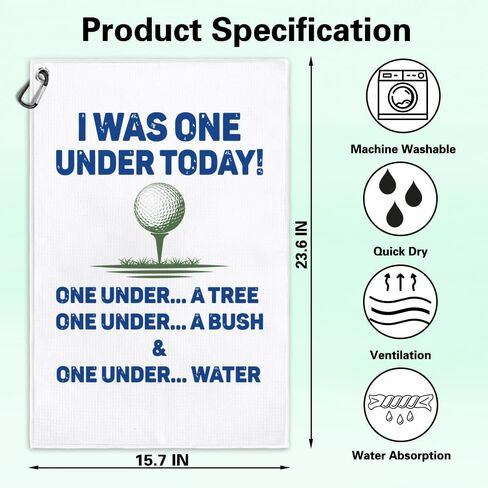 I was One Under Today Funny Printed Microfiber Golf Towel with Clip, Golf Gifts for Golf Fan Dad Mom Grandpa, Golfer Father's Day Birthday Gifts, Golf Accessories for Men Women Him Boyfriend in Saudi Arabia