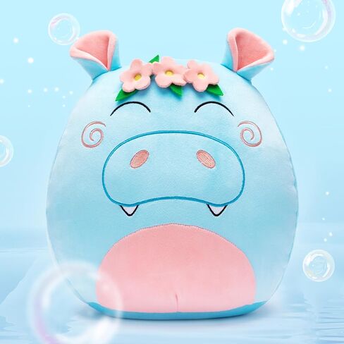 Large Hippo Plush Pillow Stuffed Animal Toy,12" Big Size Cute Soft Fat Kawaii Hugging Cuddle Huggable Plushie,Gift for Kids in Saudi Arabia