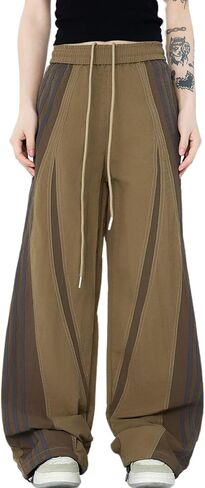 Striped Baggy Parachute Pants Y2k Track Pants Unisex Streetwear Fashion Drawstring Sweatpants in Kuwait