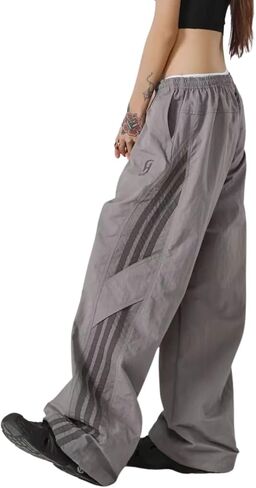 Striped Baggy Parachute Pants Y2k Track Pants Unisex Streetwear Fashion Drawstring Sweatpants in Kuwait