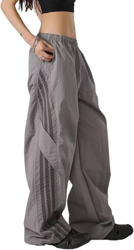Striped Baggy Parachute Pants Y2k Track Pants Unisex Streetwear Fashion Drawstring Sweatpants in Kuwait