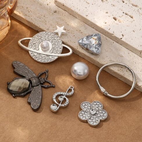 24Pcs Bling Gold Jewelry Shoe Charms Designer Decoration Rhinestone Chain Pearl Gems Rhinestone Luxury Accessories for Women Girls Party Favors Birthday Gifts in Saudi Arabia