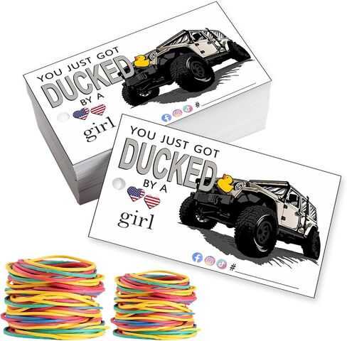 You've Been Ducked | You Just Got Ducked By a Car Girl | Duck Duck Game Card | Duck Ducking Card Tag | 50Pack | 2 x 3.5" Inches Business Card Size | With Round Hole and Rubber Bands(Red) in Kuwait