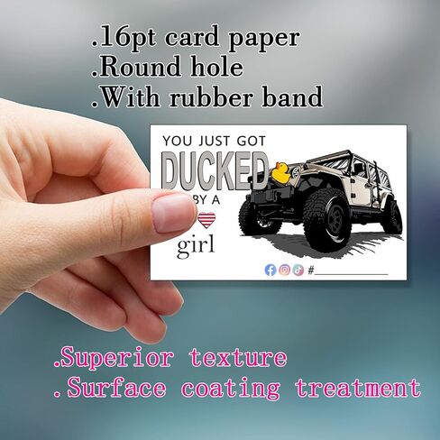 You've Been Ducked | You Just Got Ducked By a Car Girl | Duck Duck Game Card | Duck Ducking Card Tag | 50Pack | 2 x 3.5" Inches Business Card Size | With Round Hole and Rubber Bands(Red) in Kuwait