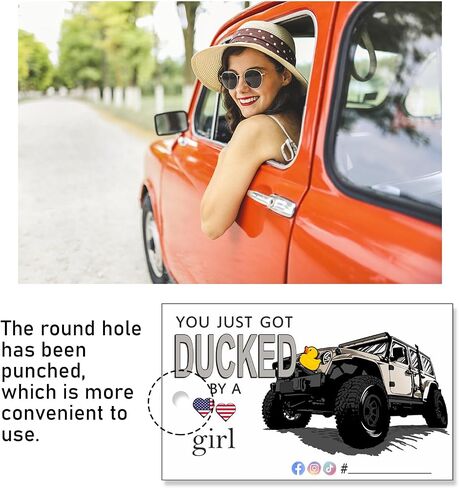 You've Been Ducked | You Just Got Ducked By a Car Girl | Duck Duck Game Card | Duck Ducking Card Tag | 50Pack | 2 x 3.5" Inches Business Card Size | With Round Hole and Rubber Bands(Red) in Kuwait