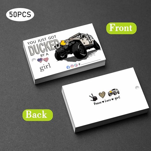 You've Been Ducked | You Just Got Ducked By a Car Girl | Duck Duck Game Card | Duck Ducking Card Tag | 50Pack | 2 x 3.5" Inches Business Card Size | With Round Hole and Rubber Bands(Red) in Kuwait