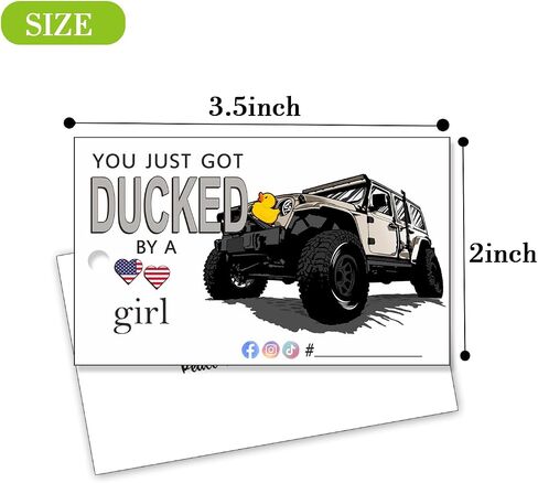 You've Been Ducked | You Just Got Ducked By a Car Girl | Duck Duck Game Card | Duck Ducking Card Tag | 50Pack | 2 x 3.5" Inches Business Card Size | With Round Hole and Rubber Bands(Red) in Kuwait