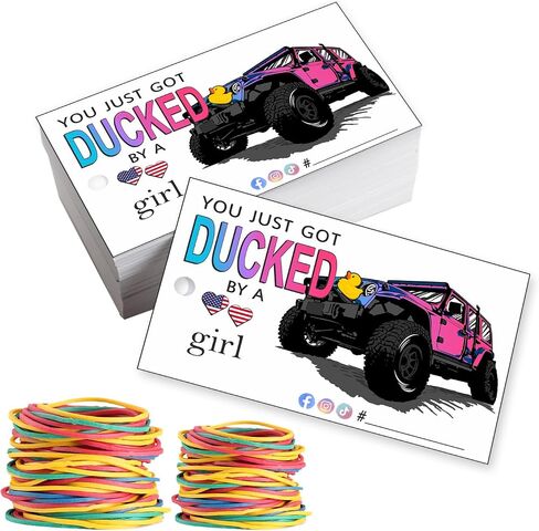 You've Been Ducked | You Just Got Ducked By a Car Girl | Duck Duck Game Card | Duck Ducking Card Tag | 50Pack | 2 x 3.5" Inches Business Card Size | With Round Hole and Rubber Bands(Red) in Kuwait