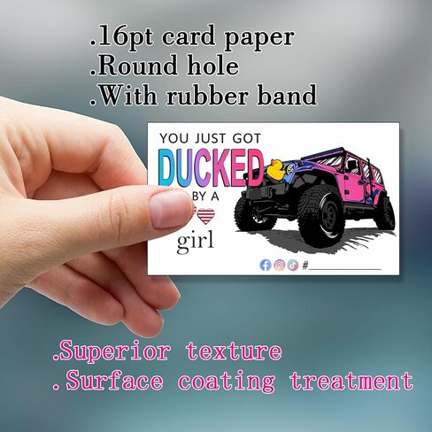 You've Been Ducked | You Just Got Ducked By a Car Girl | Duck Duck Game Card | Duck Ducking Card Tag | 50Pack | 2 x 3.5" Inches Business Card Size | With Round Hole and Rubber Bands(Red) in Kuwait