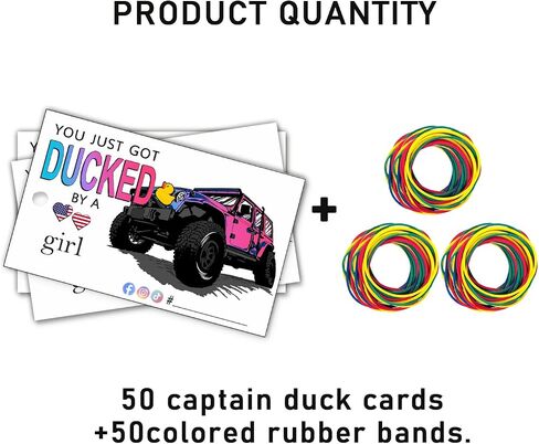 You've Been Ducked | You Just Got Ducked By a Car Girl | Duck Duck Game Card | Duck Ducking Card Tag | 50Pack | 2 x 3.5" Inches Business Card Size | With Round Hole and Rubber Bands(Red) in Kuwait