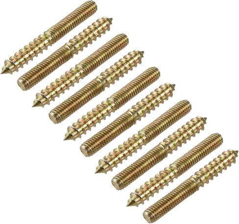 METALLIXITY Double Ended Screws (M6x50mm) 10pcs, Hanger Bolts Carbon Steel Self-Tapping Double Sided Screws - for Home Repairs in Saudi Arabia